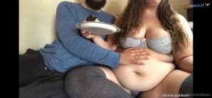 Chonkandbean - - Lazy Fat Feedee Eating Ice Cream on the Couch Belly