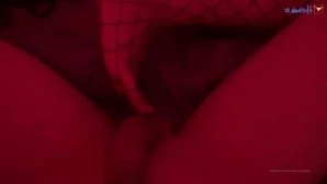 Chastity_fantasy - Purple fishnet bodysuit and 7 inch blue heels photo