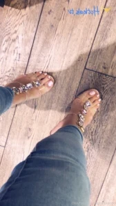 Fetishblonde - Sexy ivory nylons on my ice blue toes