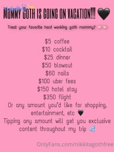 Nikkitagothfree - my OF is 5 for the next 8 subs nikkitagoth