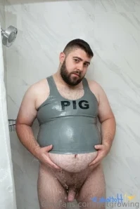 Gutgrowing - Office piggy being fed cake and ice cream Circa 2016