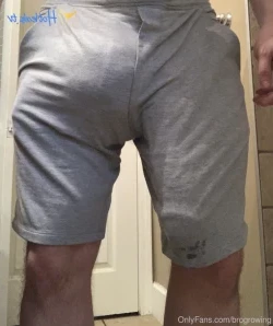 Brogrowing - my shorts are defeated by my giant fat oversized dong